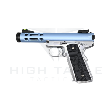WE GALAXY 1911 GAS BLOWBACK PISTOL (BLUE SLIDE – SILVER FRAME)