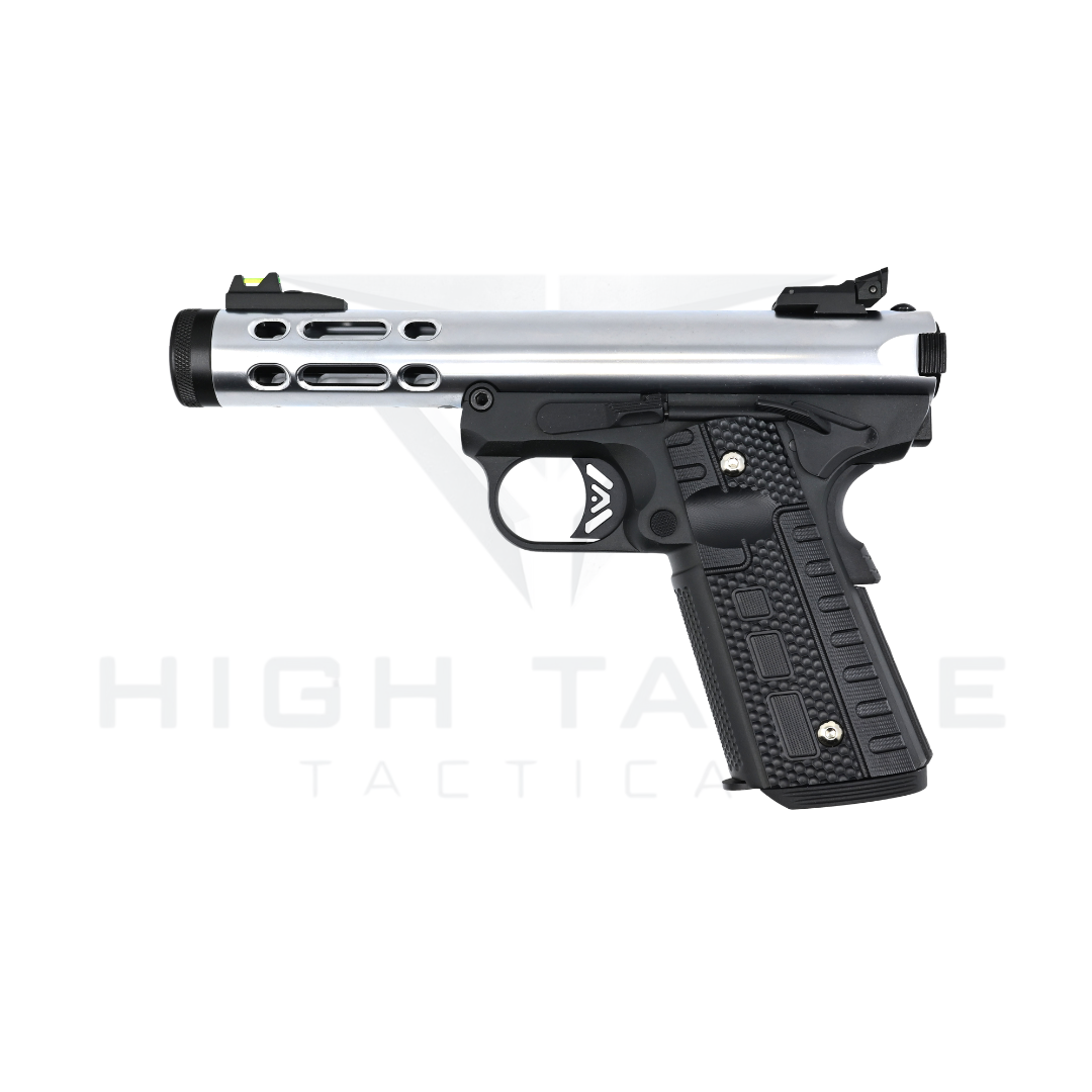 WE GALAXY 1911 GAS BLOWBACK PISTOL (SILVER SLIDE – BLACK FRAME)
