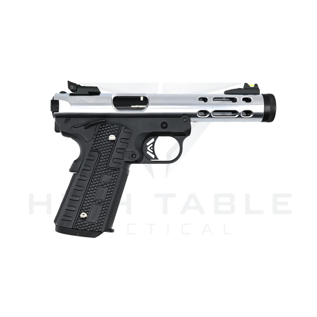 WE GALAXY 1911 GAS BLOWBACK PISTOL (SILVER SLIDE – BLACK FRAME) - Image 2