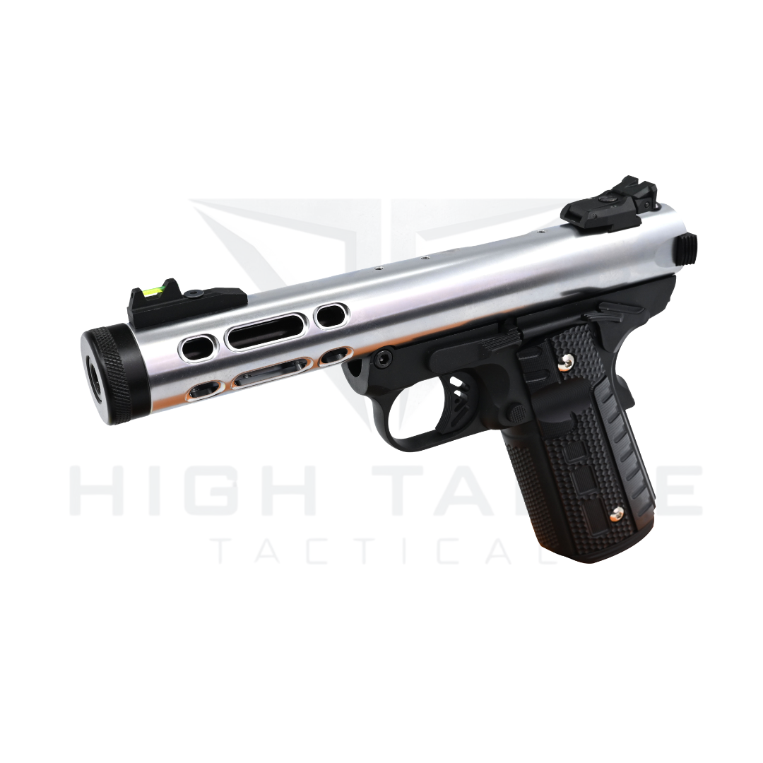 WE GALAXY 1911 GAS BLOWBACK PISTOL (SILVER SLIDE – BLACK FRAME) - Image 4